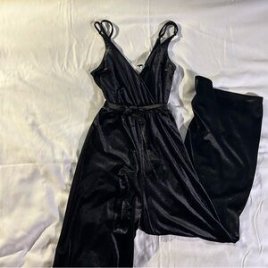 Divided Black Satin Jumpsuit